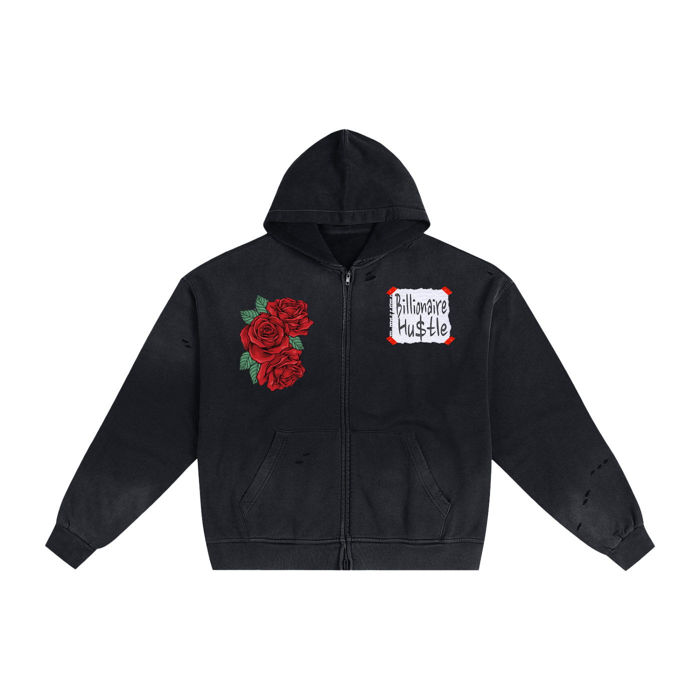 Hand-Frayed Sunfade Zip Hoodie