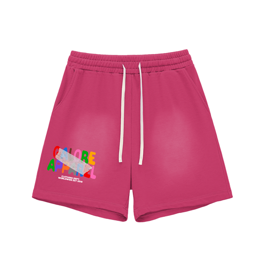 Sun Fade Raw Edge Cotton Shorts