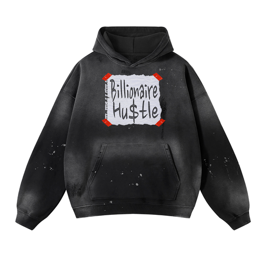 Vintage Wash Frayed Fleece Hoodie - 360 GSM