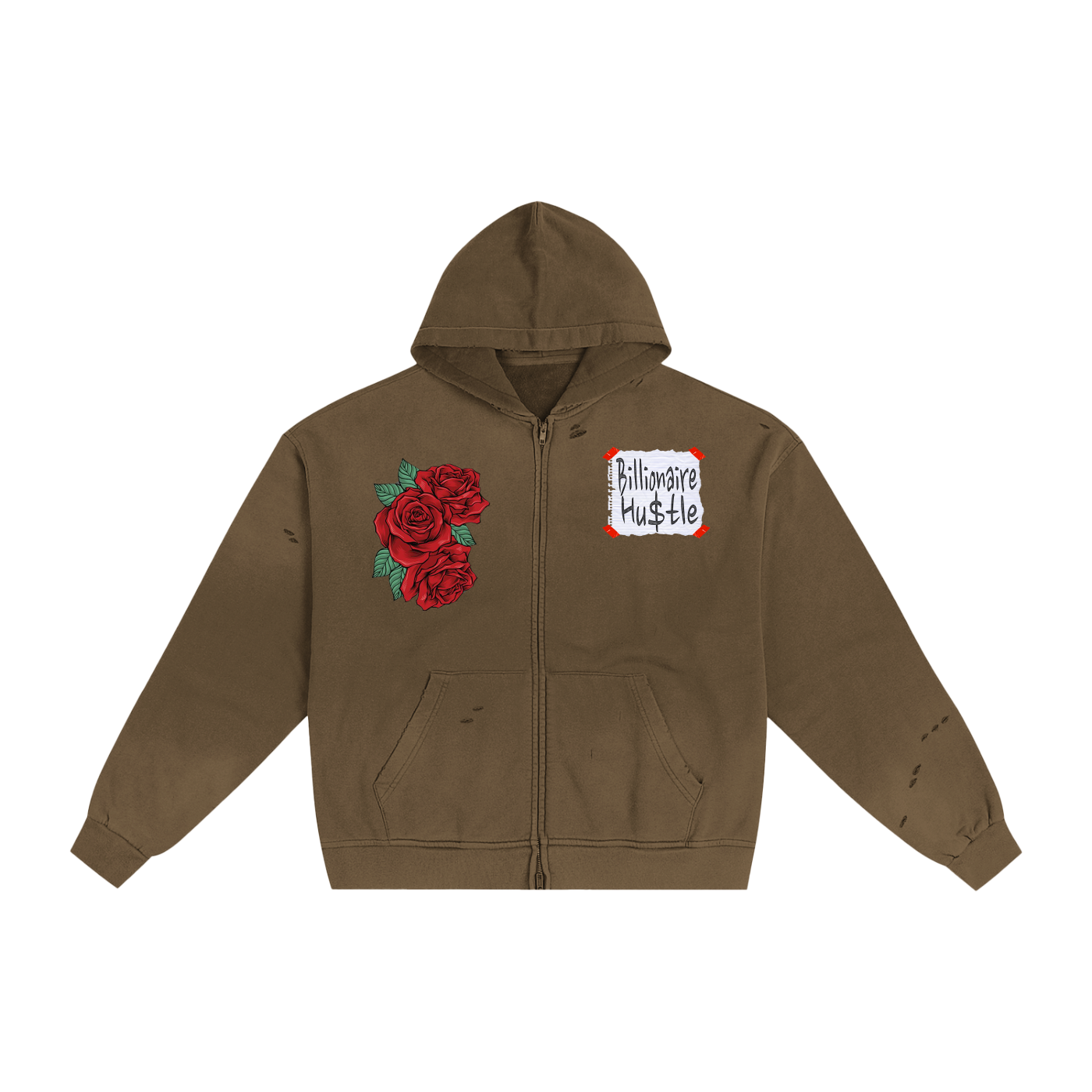 Hand-Frayed Sunfade Zip Hoodie